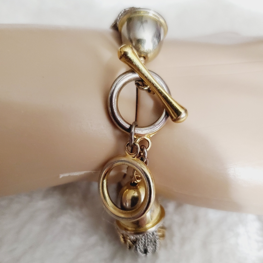 Chains Braided Bracelet Toggle Silver Gold Tri Co… - image 2